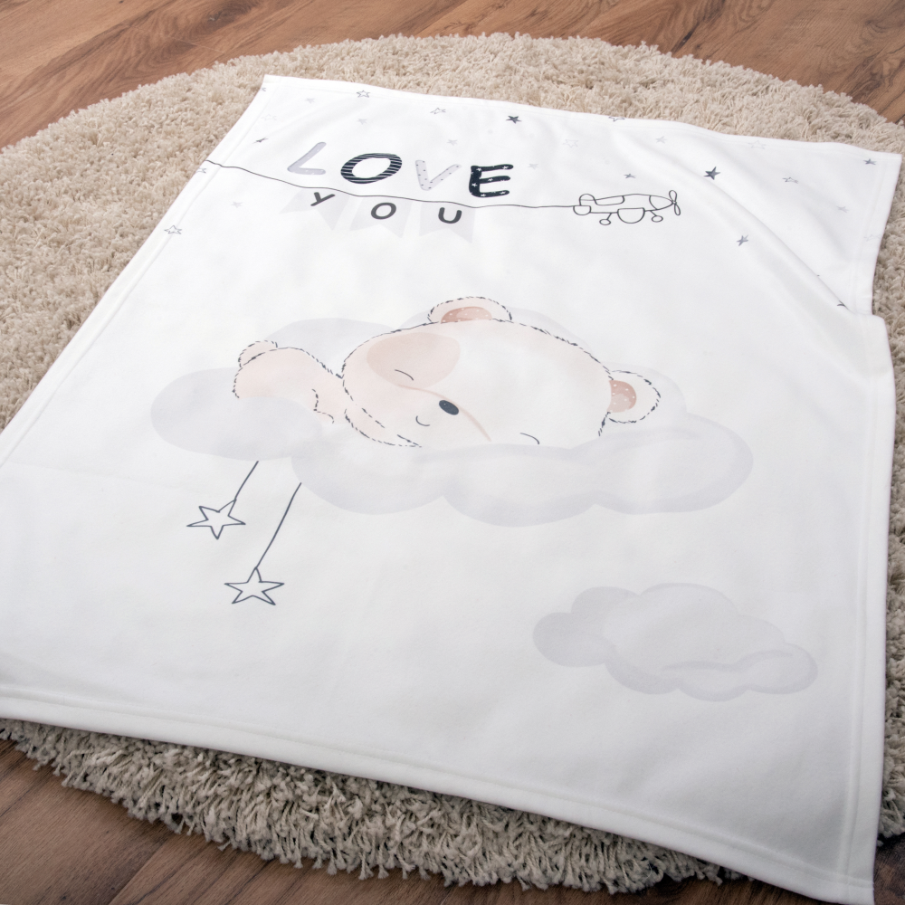 Decke Love you weiß/taupe/grau