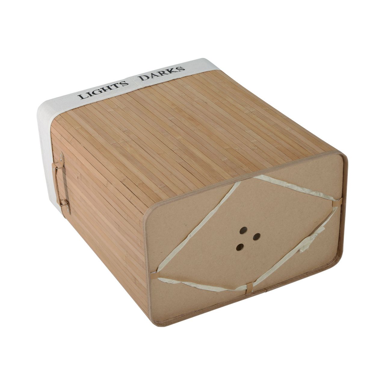 HOMCOM Wäschekorb Wäschebox Wäschesammler mit Deckel Segeltuchsack Segeltuch   Bambus Natur 100L 52 x 32 x 63 cm