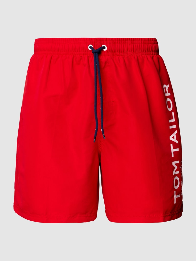 Badehose mit Label-Print in rot