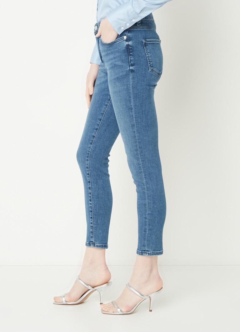 Pantaloni scurți din denim HUGO BOSS cu talie înaltă, croială skinny, spălare medie