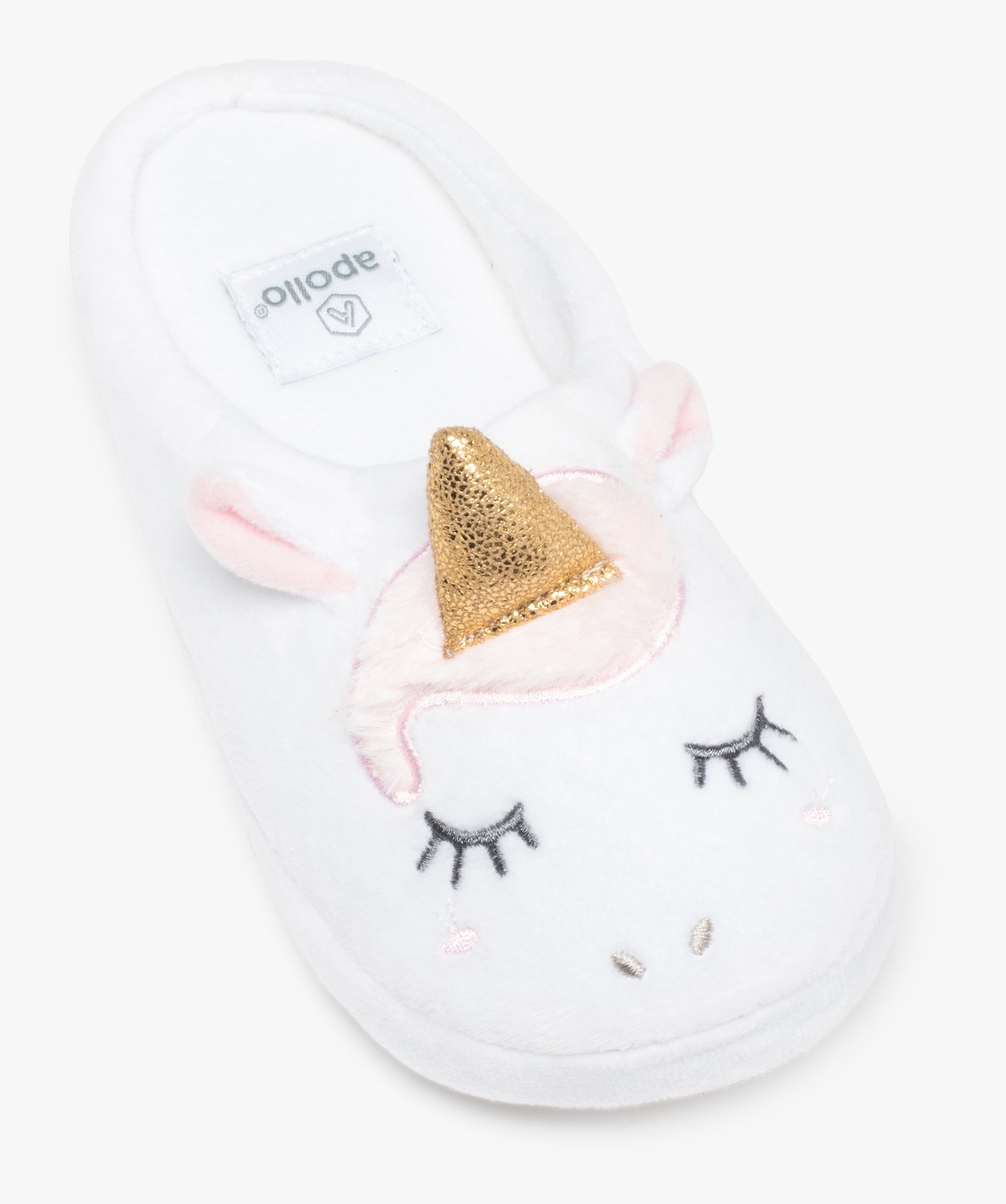 Chaussons fille mules en forme de licorne détails pailletés beige | GEMO