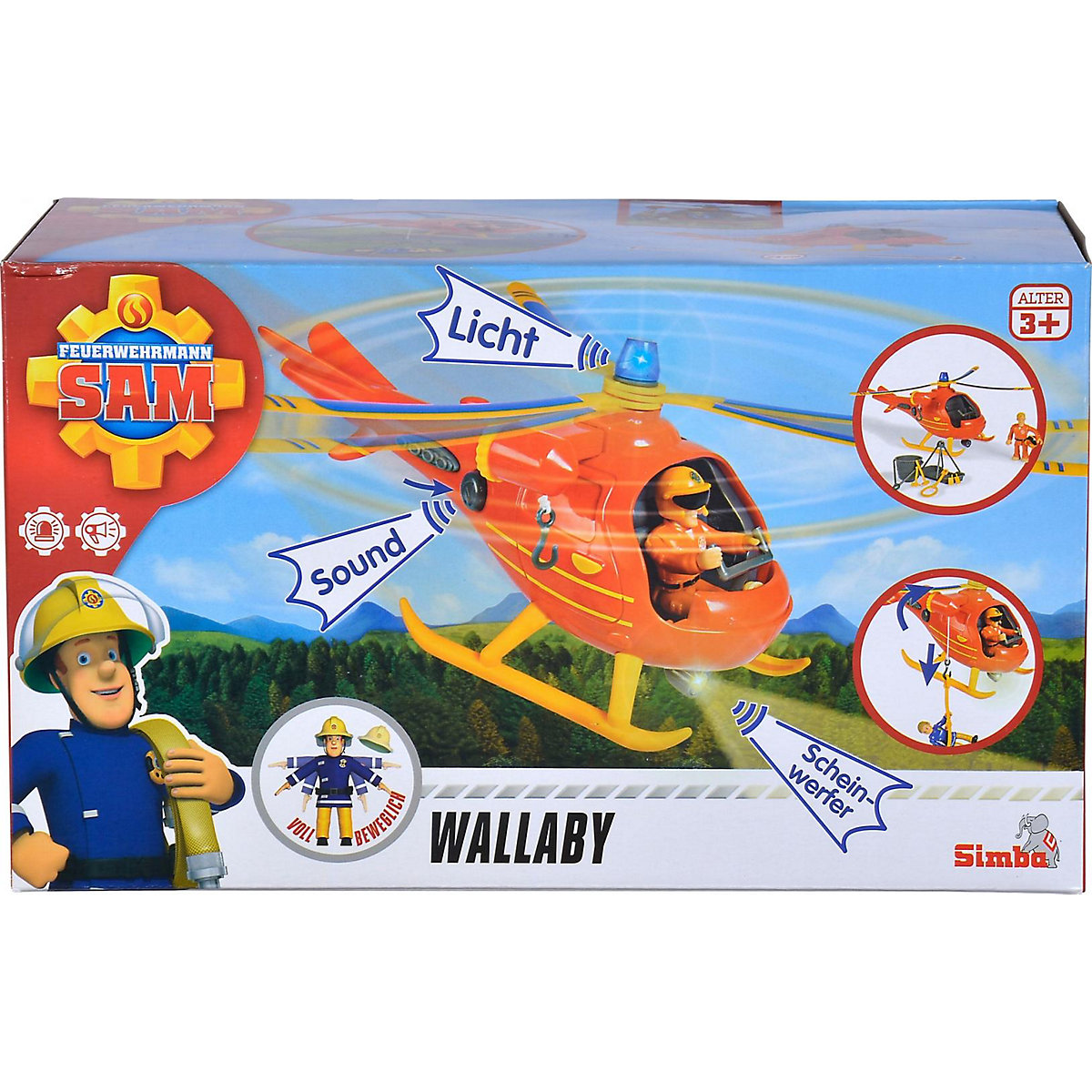Feuerwehrmann Sam Hubschrauber Wallaby mit Figur