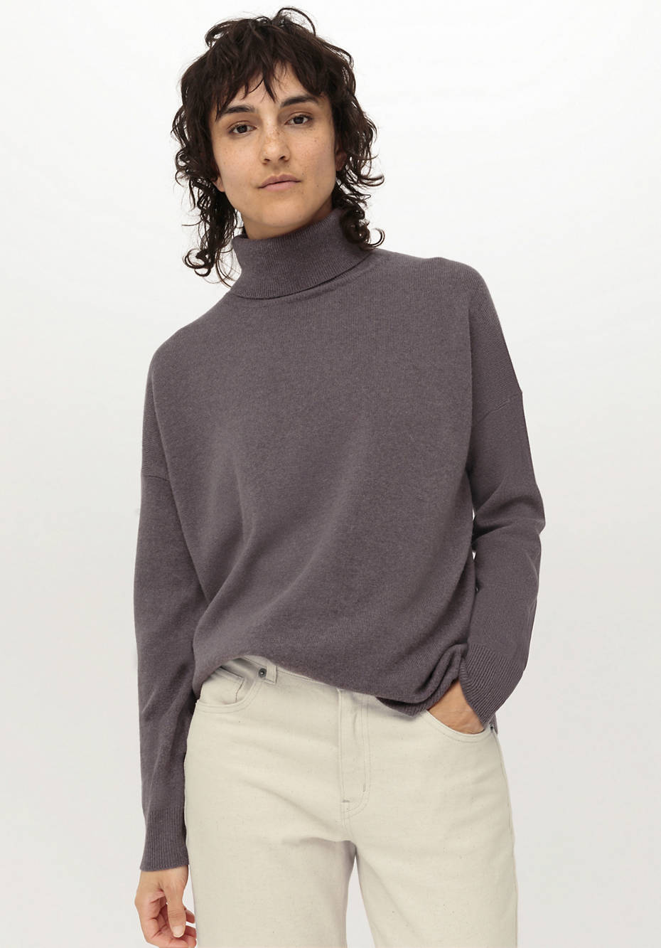Rollkragenpullover aus Bio-Schurwolle mit Kaschmir