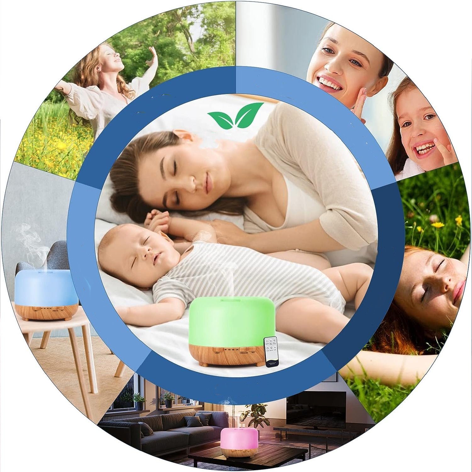 AKKEE Diffuser 500ml Aroma Diffuser, Ultraschall Aromatherapie Diffuser, 0,50 l Wassertank, für Ätherische Öle, Luftbefeuchter mit Timer, Automatische Abschaltung