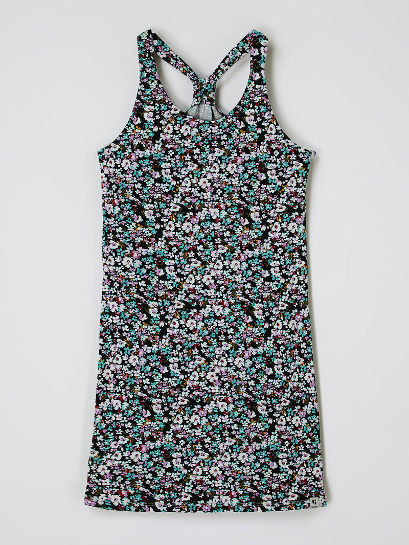 Kleid mit Millefleurs in flieder