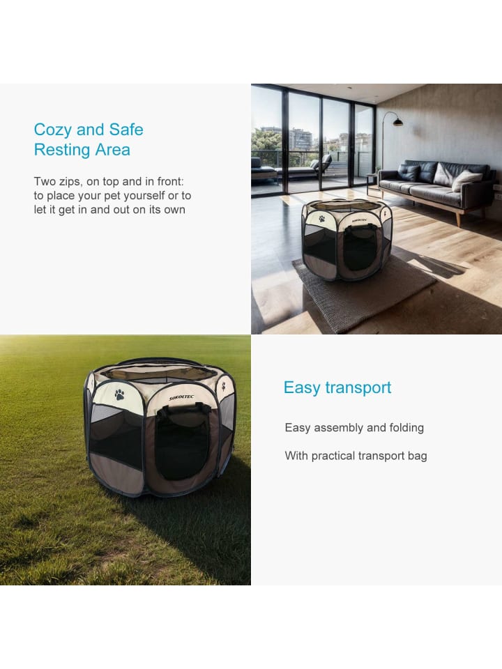 Intirilife Laufstall für Haustiere 77 x 58 cm in Braun mit Pfoten günstig kaufen onesize