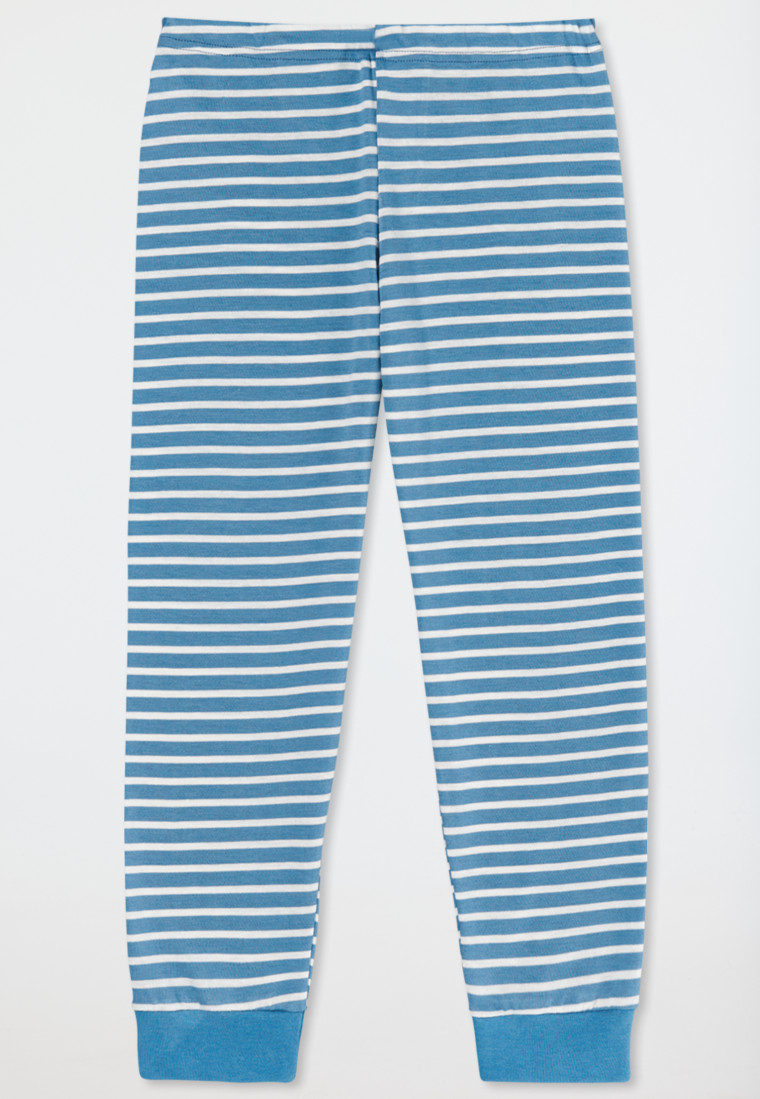 Schlafanzug lang Organic Cotton Bündchen Bär Ringel hellblau - Natural Love