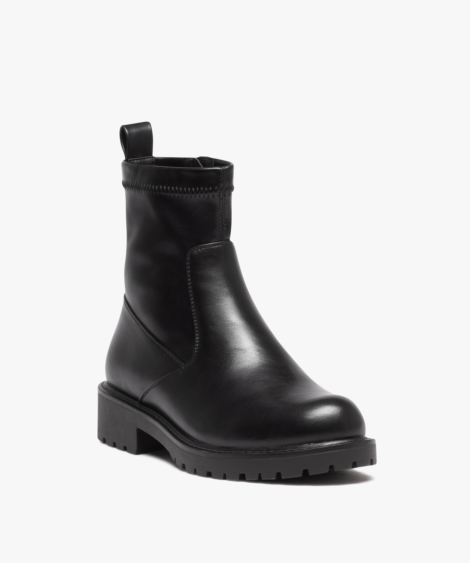 Boots femme unies à col souple et semelle crantée noir | GEMO
