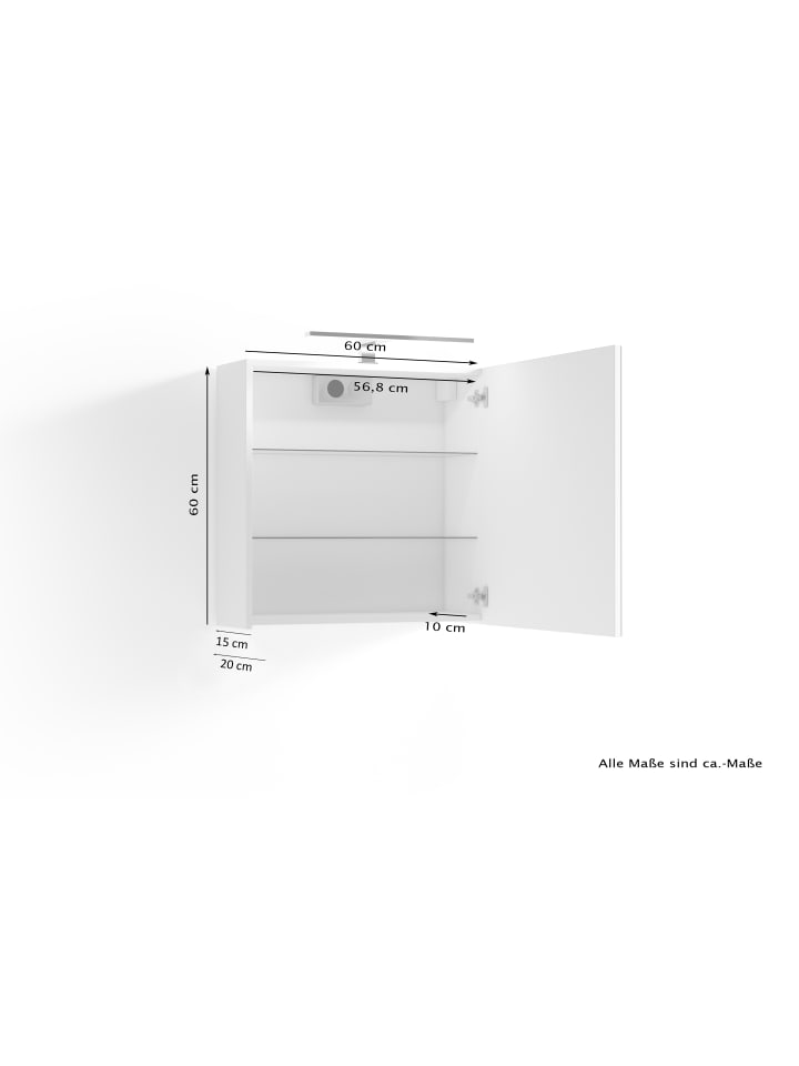 byLiving Spiegelschrank SPREE in weiß - (B) 60 x (H) 60 x (T) 20 cm günstig kaufen onesize