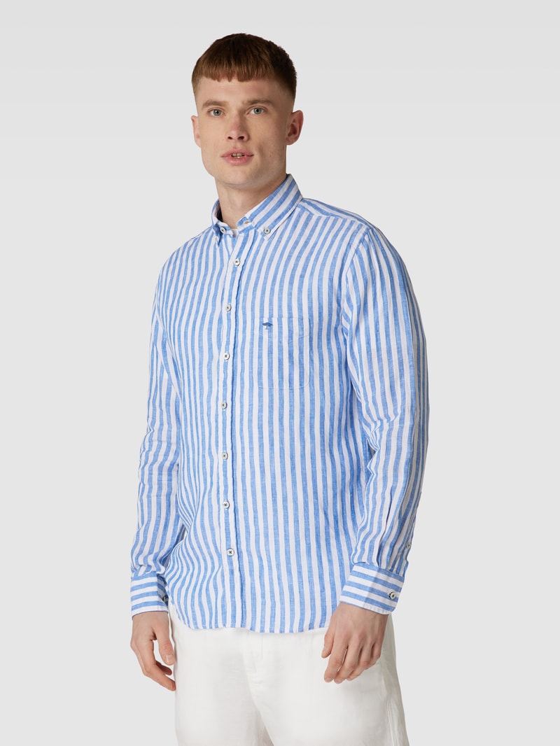 Freizeithemd mit Streifenmuster in royalblau