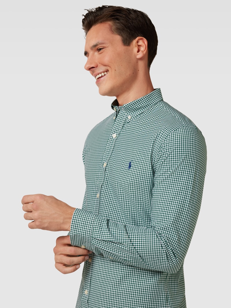 Slim Fit Freizeithemd mit Vichy-Karo in grün