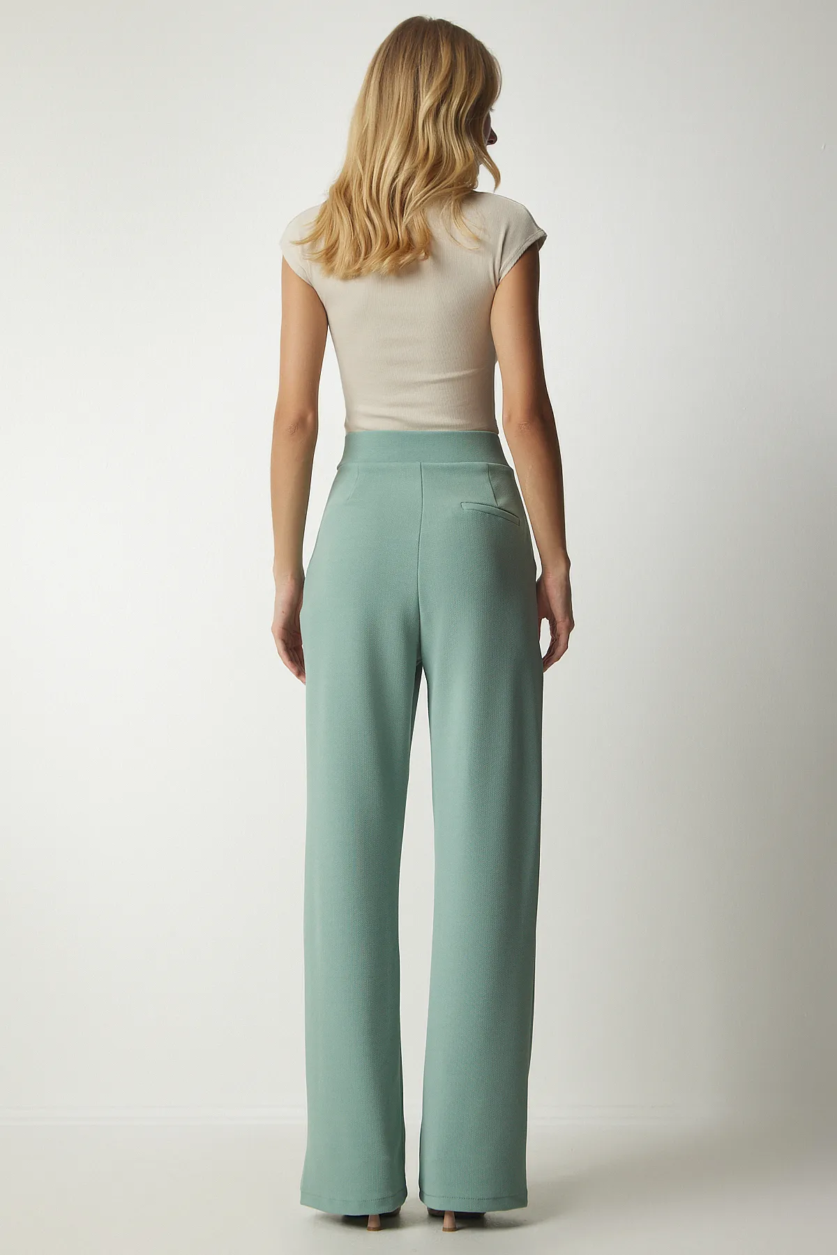 Happiness İstanbul  Wassergrüne, bequeme Webhose mit Klettverschluss für Damen RV00150