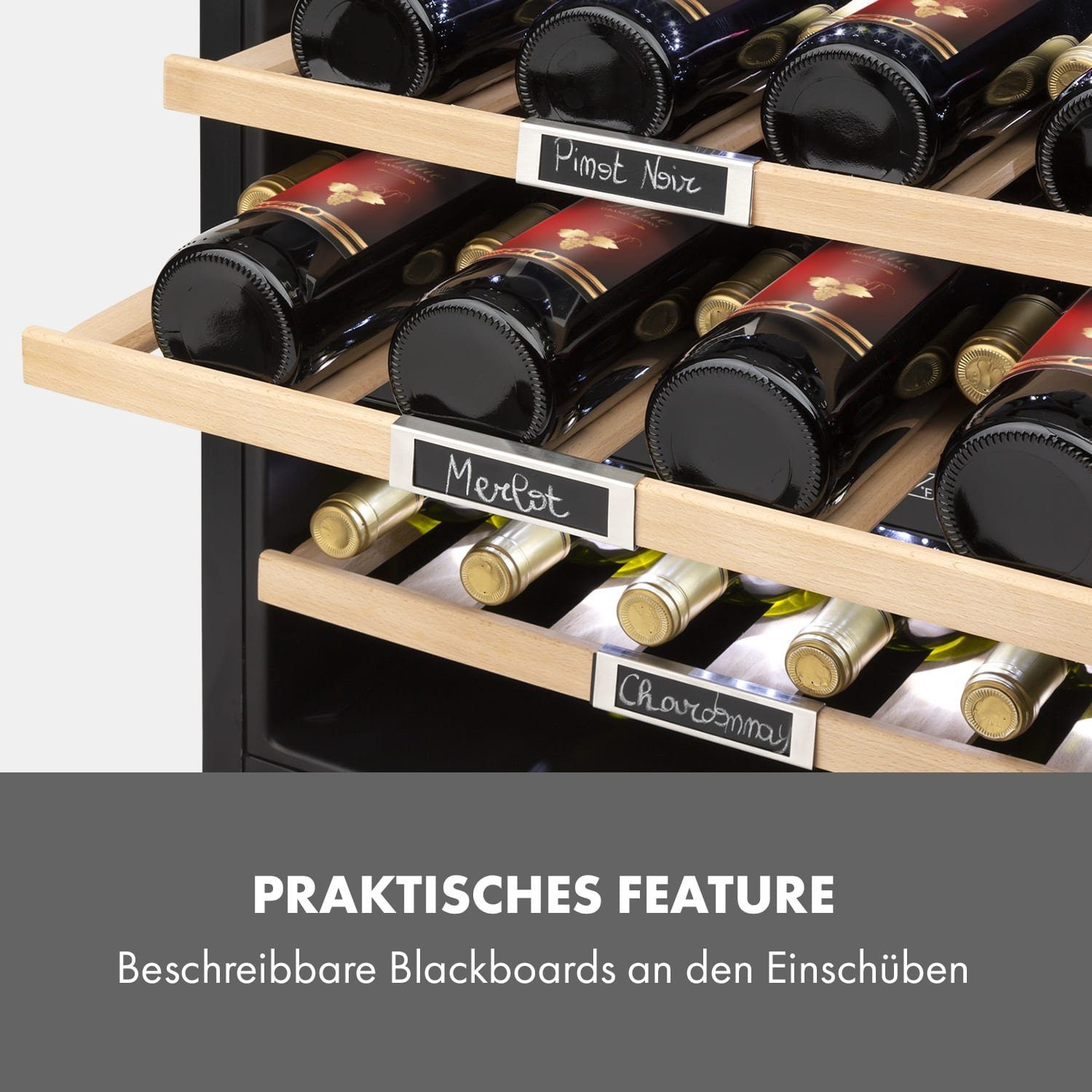 Klarstein Weinkühlschrank Vinsider 36, für 36 Standardflaschen á 0,75l,2 Zonen Wein Flaschenkühlschrank Weintemperierschrank Weinschrank
