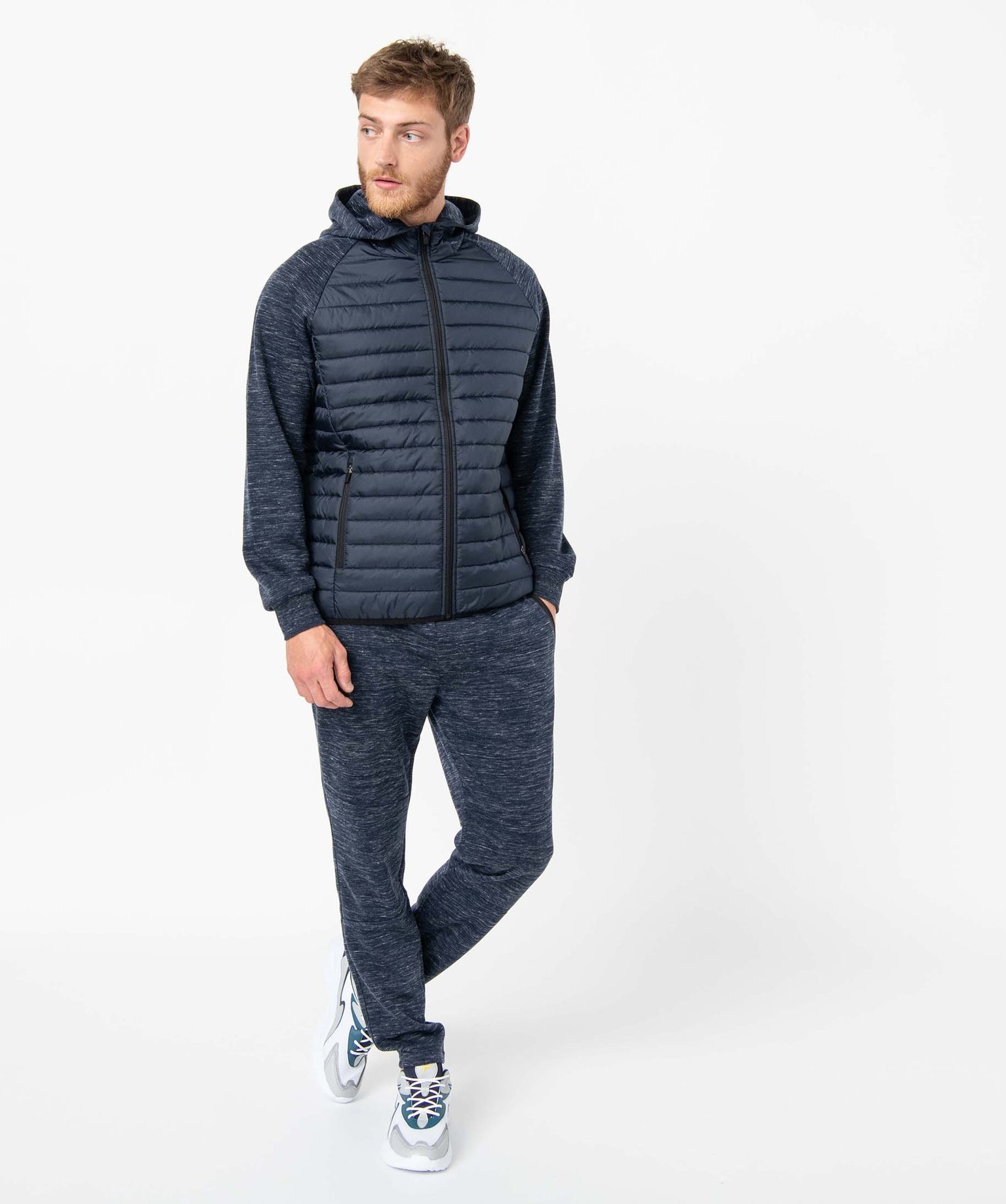 Pantalon homme en maille coupe ajusté bleu fonce | GEMO