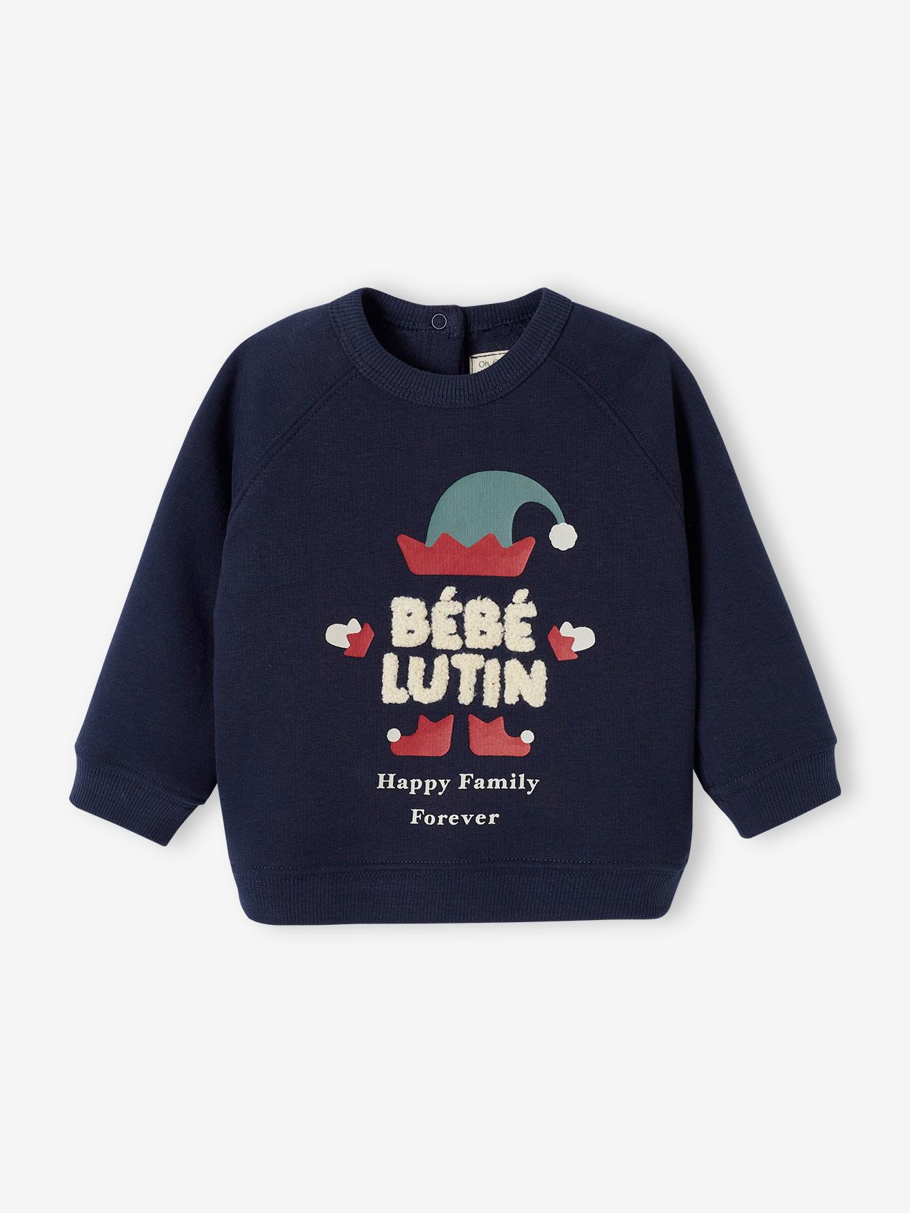 Vertbaudet Baby Weihnachts-Sweatshirt Capsule Collection HAPPY FAMILY FOREVER - marine