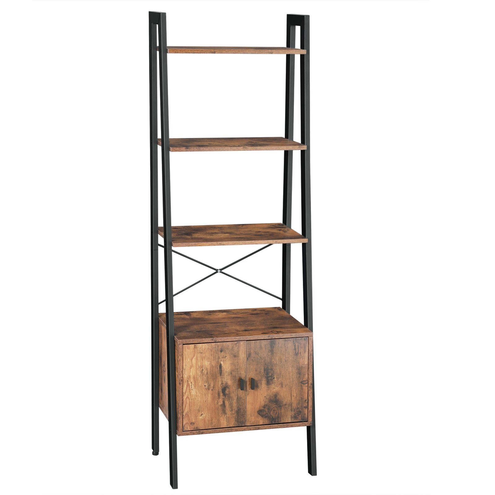 VASAGLE Standregal Bücherregal, Leiterregal, mit Schrank, 4 Ablagen