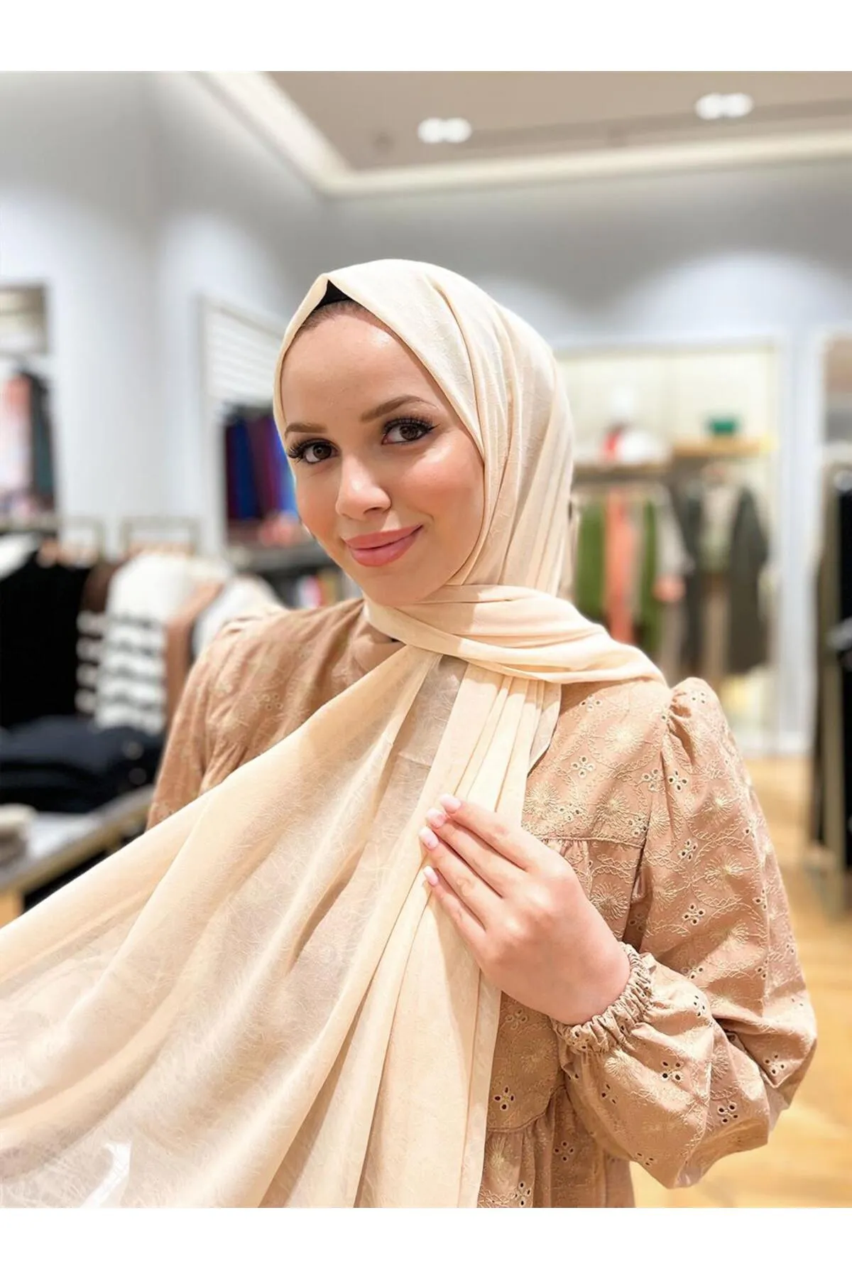 Armine  Trend Crinkle Chiffon-Schal – Atskrn-16 – Wüstensand