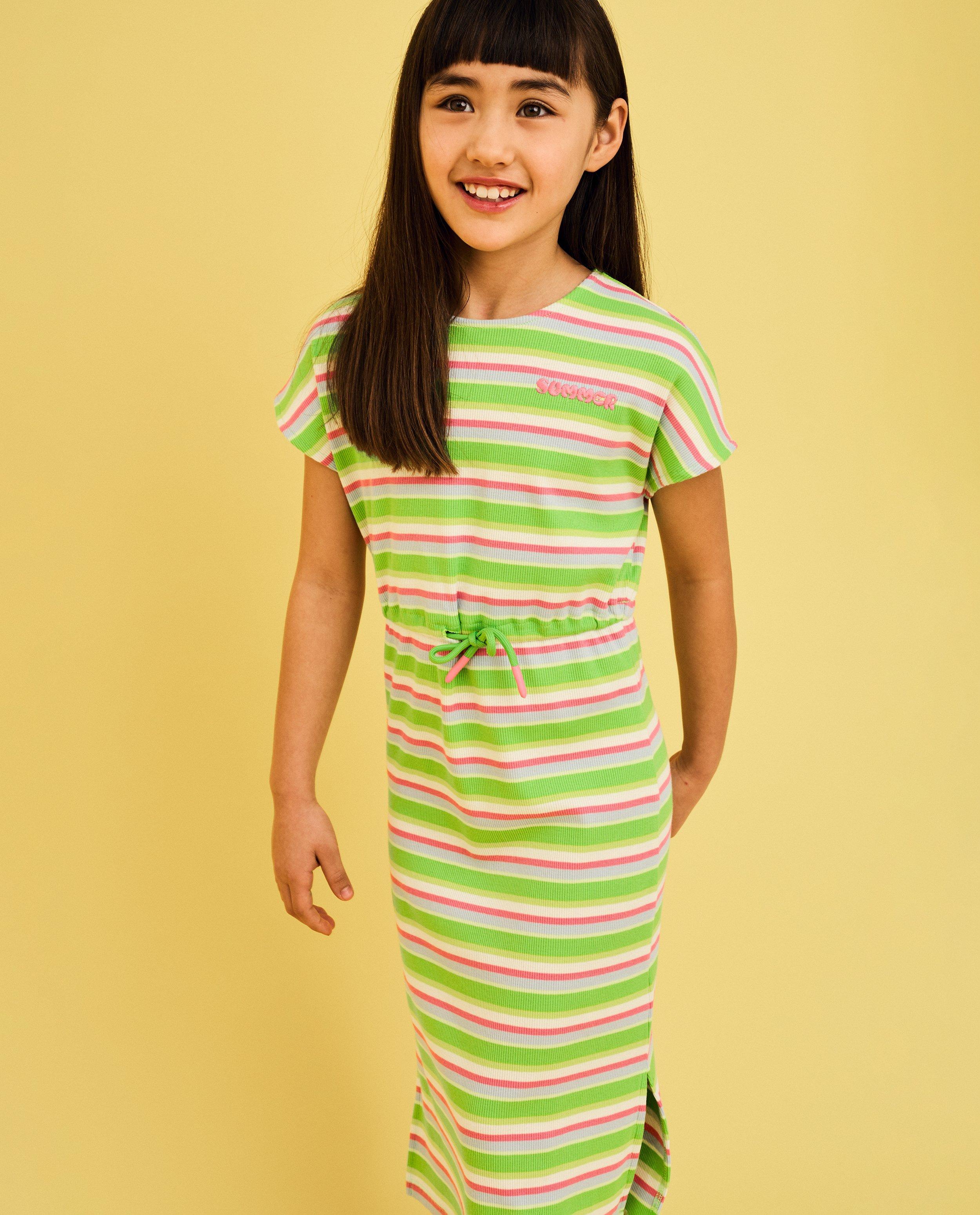 Rochie CKS cu nervuri fine verde aprins