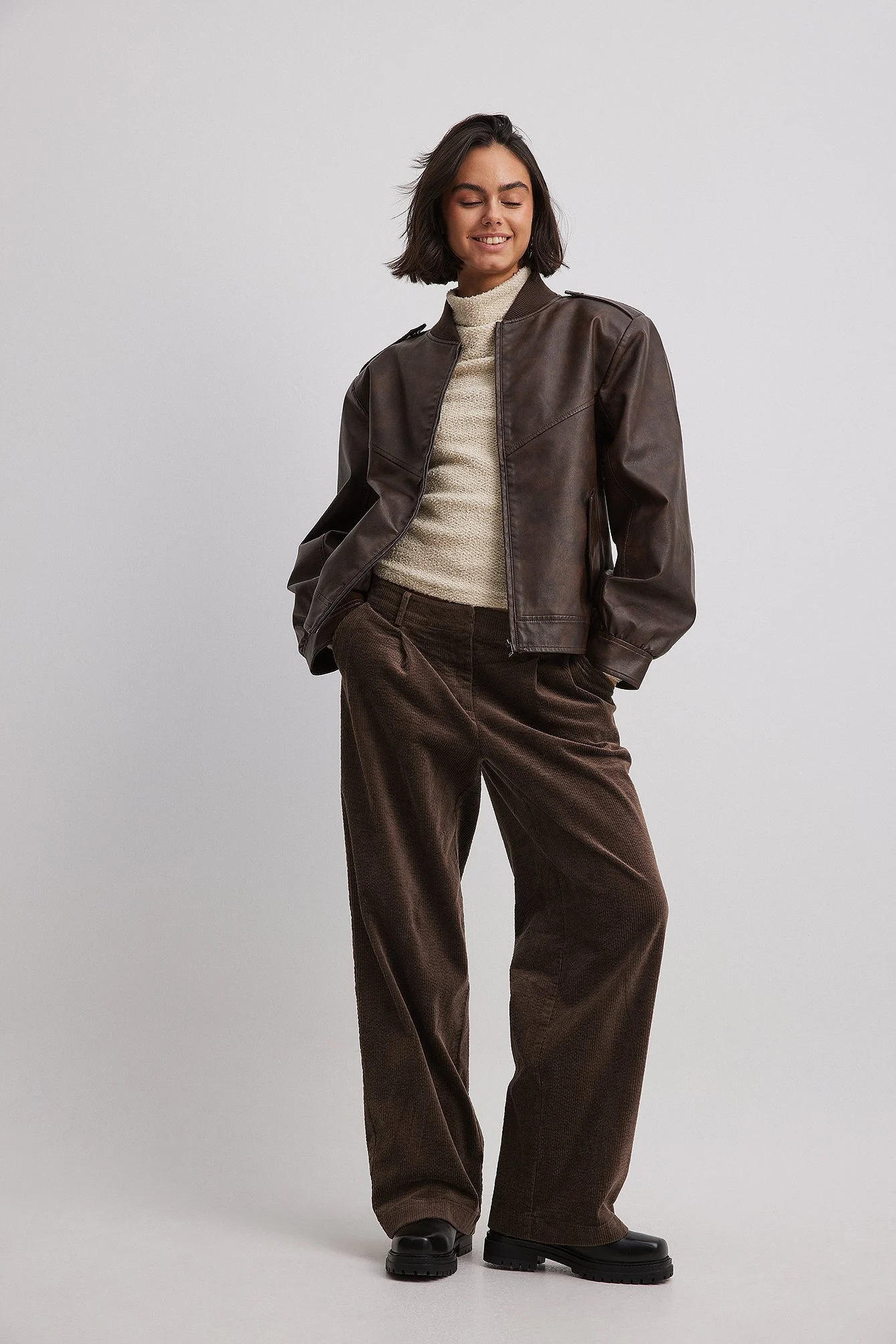 Oversized Pu Bomber Jacket