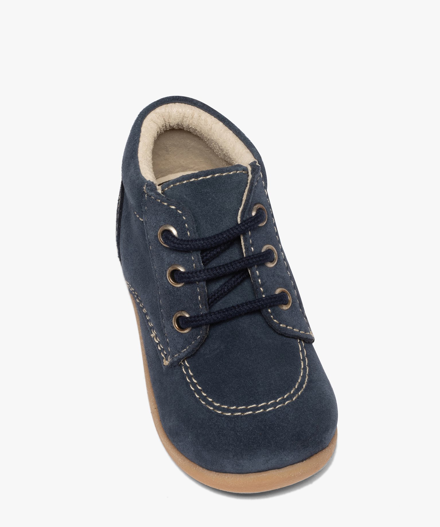 Chaussures premiers pas bébé Garçon dessus cuir uni marine | GEMO
