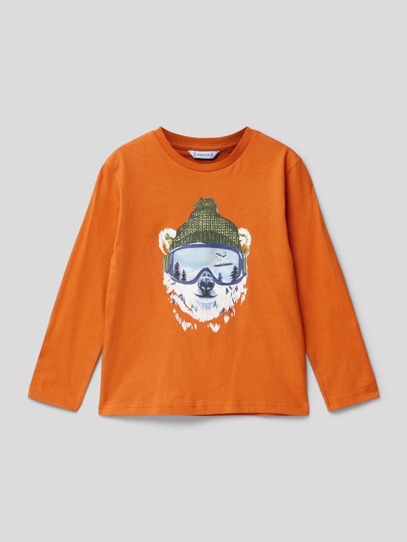 Longsleeve mit Motiv-Print in orange