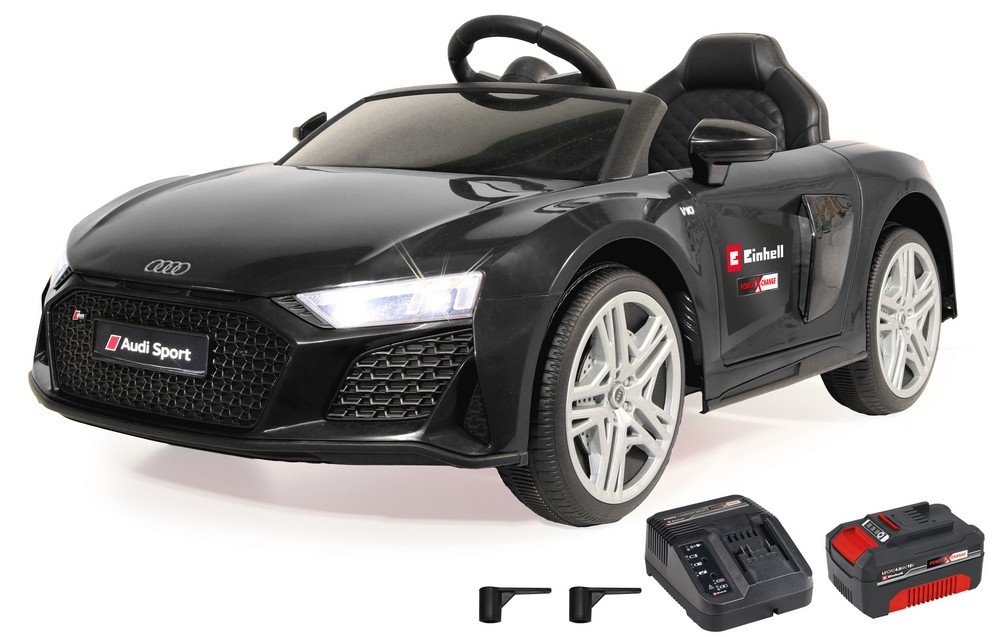 Jamara e.K. JAMARA-461807-Ride-on Audi R8 Spyder 18V schwarz Einhell Power X-Change inkl. Starter Set