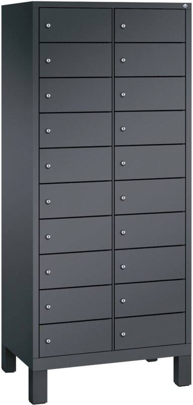 C P S 3000 Evolo Metall Schließfach 20 Türen Zylinderschloss 810 x 500 x 1.850 mm Schwarz 48010-2210 S10014