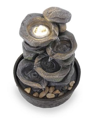 Kiom Zimmerbrunnen Tischbrunnen FoCascate graubraun Led 26 cm 10974, 21 cm Breite