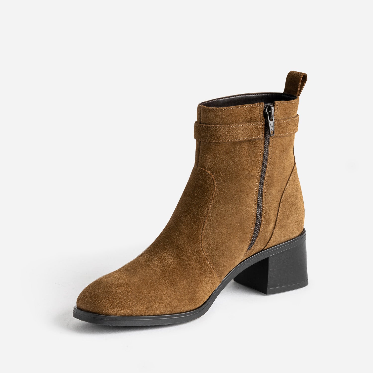 Boots taupe en cuir velours