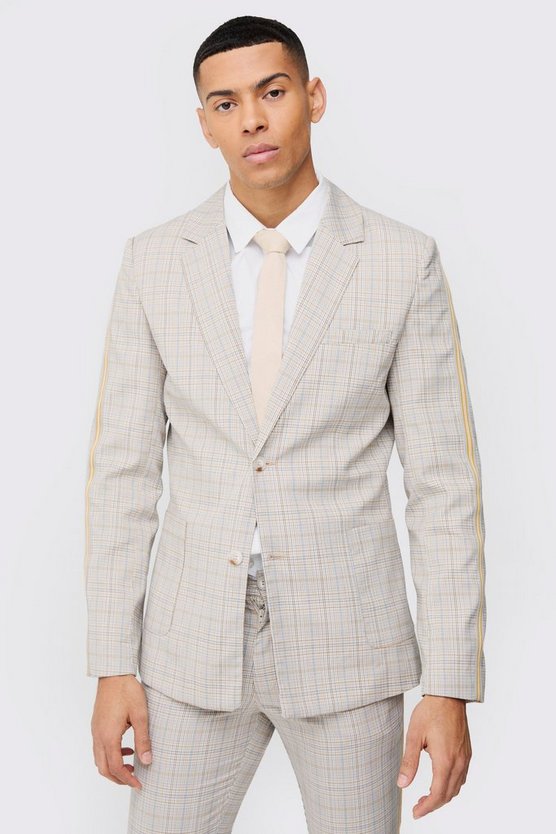 Einreihiger karierter Slim-Fit Blazer