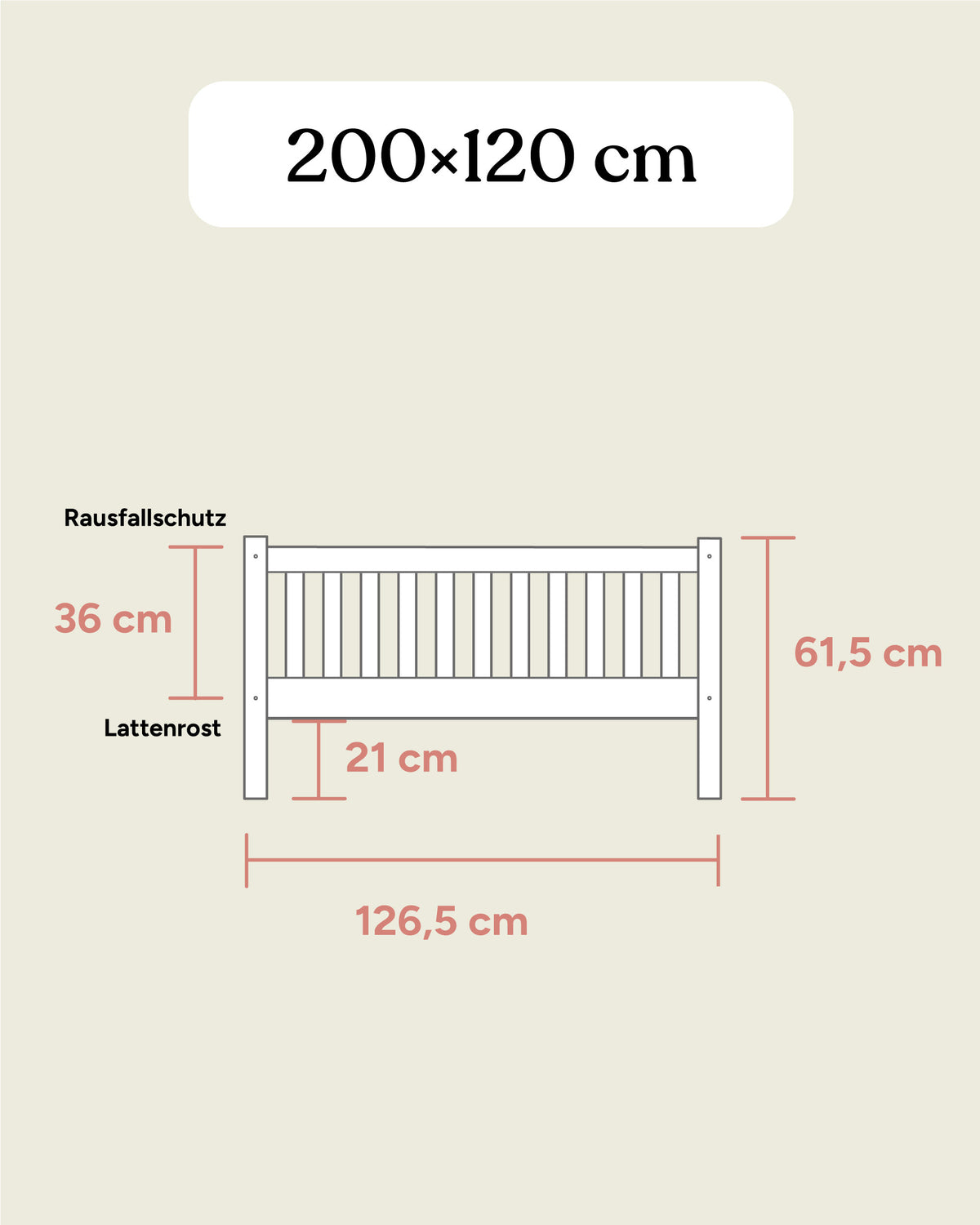 Kinderbett Buche 120 × 200 Weiß