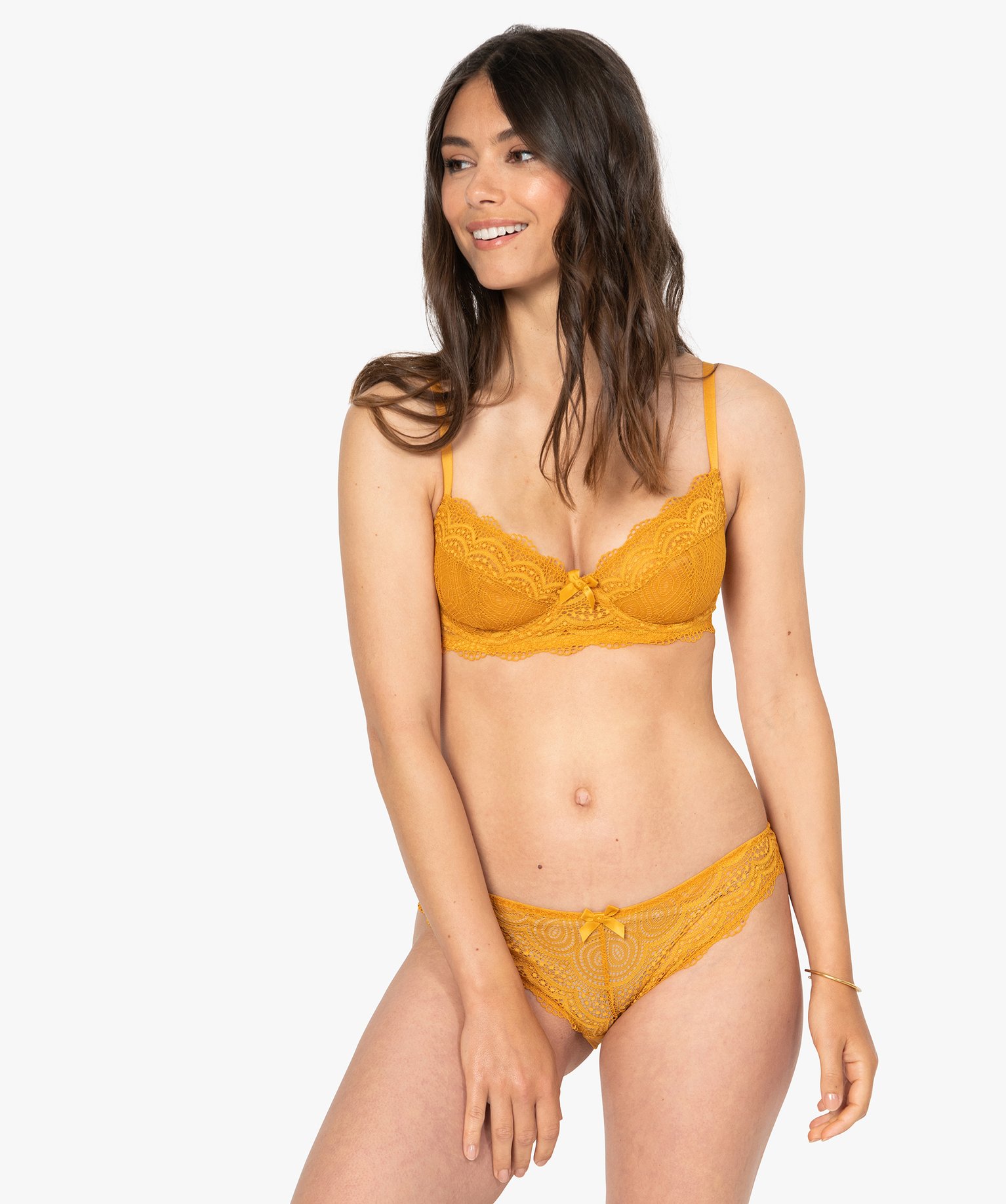 Culotte en dentelle et tulle femme (lot de 2) camel | GEMO
