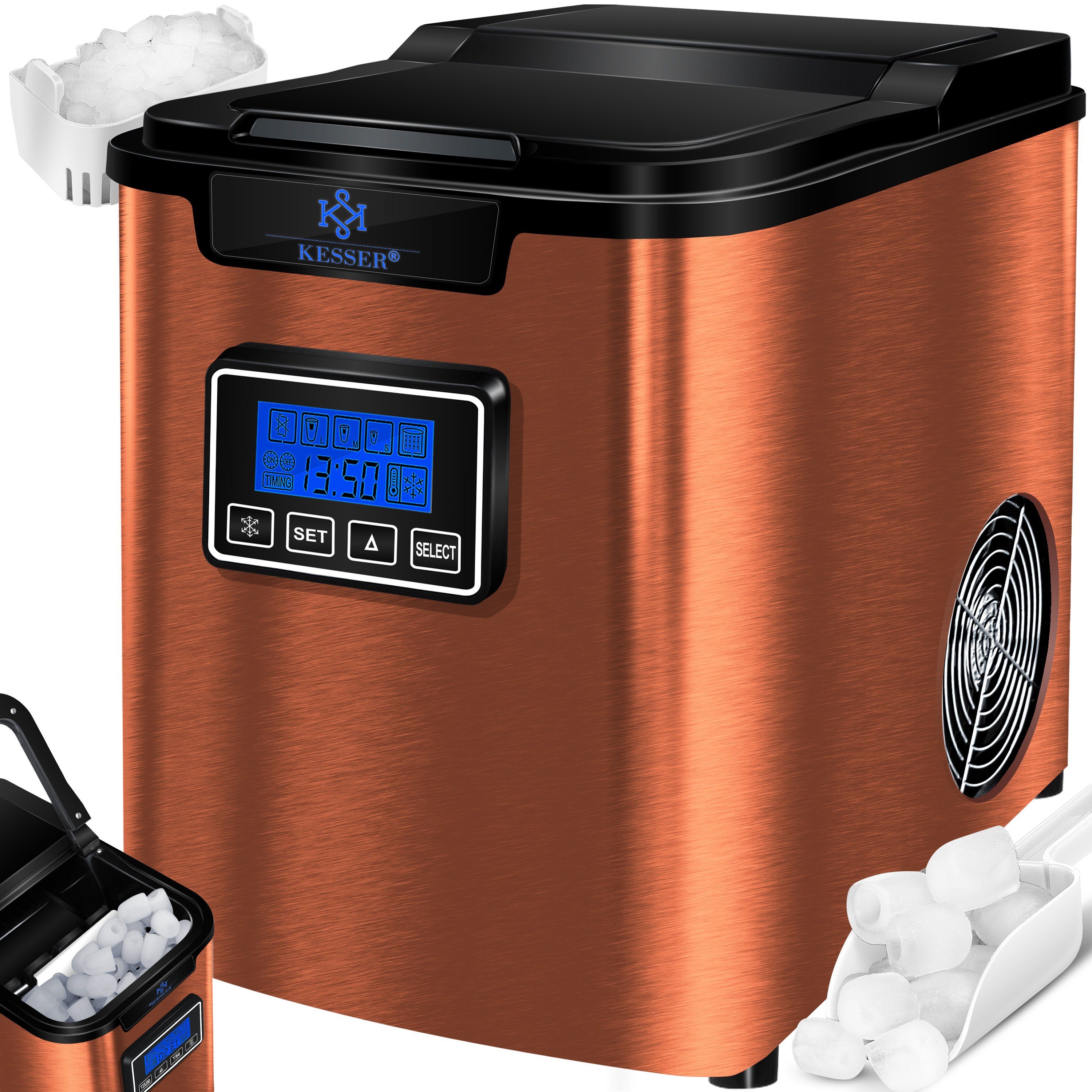 KESSER Eiswürfelmaschine, Eiswürfelbereiter Eiswürfelmaschine Edelstahl 150W Ice Maker