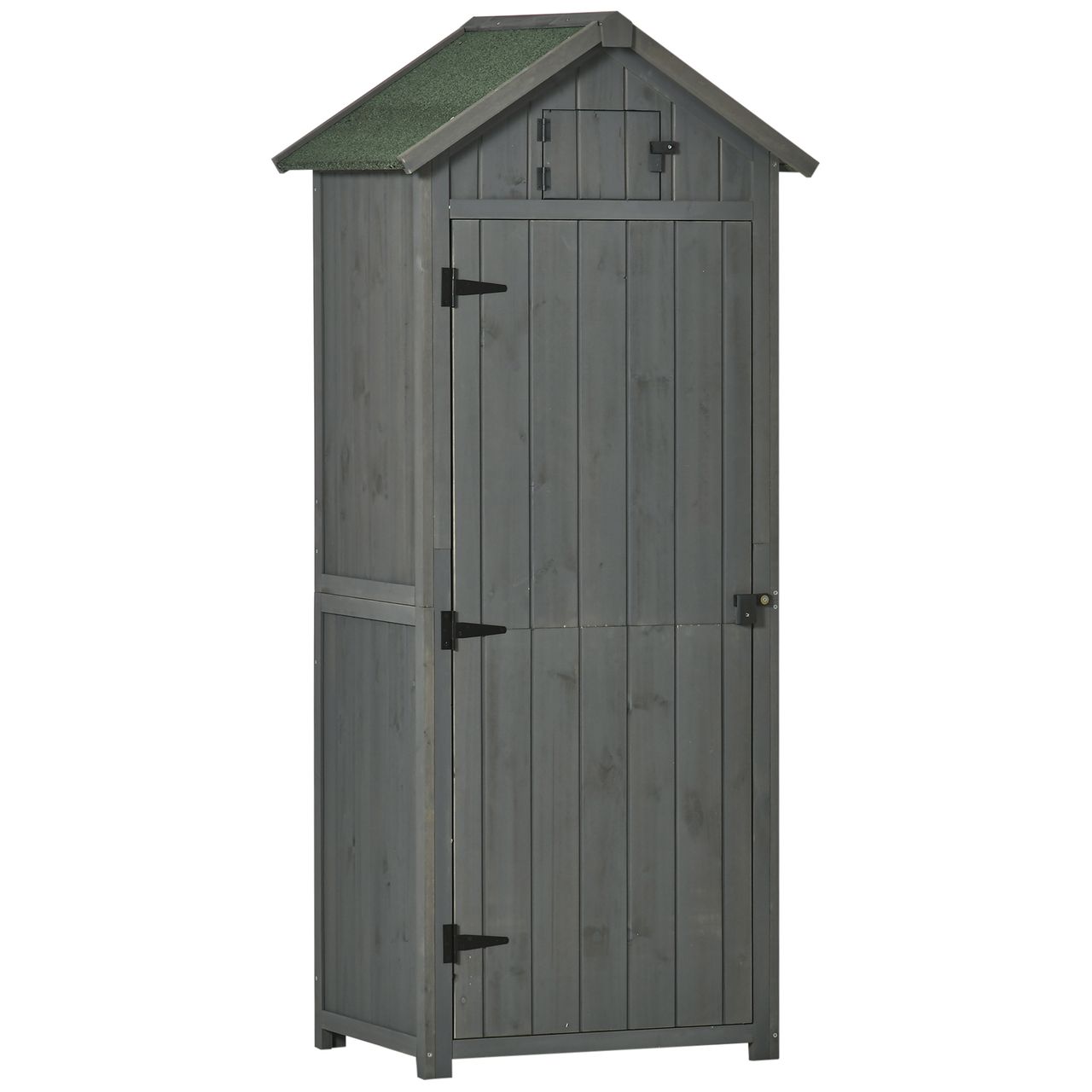 Outsunny Gartenschrank Geräteschuppen mit Fachböden Asphaltdach Holz Grau