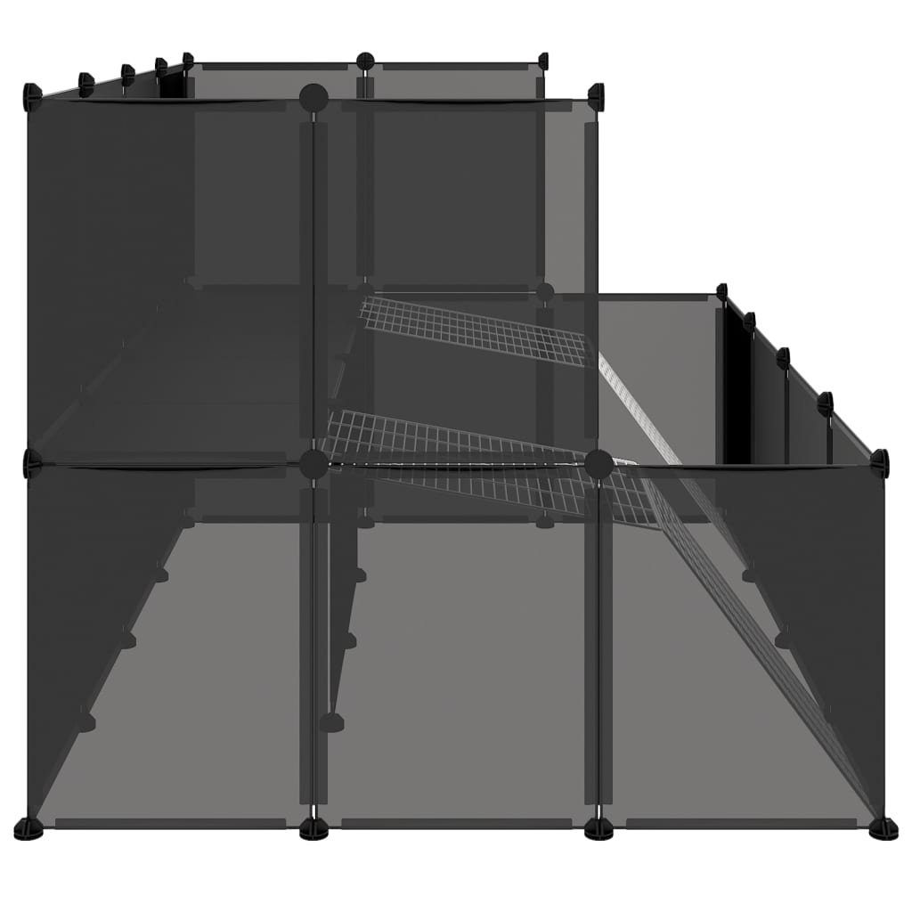 vidaXL Kleintierkäfig Kleintierkäfig Schwarz 143x107x93 cm PP und Stahl Hasen Kaninchen Hams