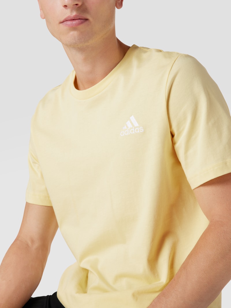 T-Shirt mit Logo-Stitching in gelb