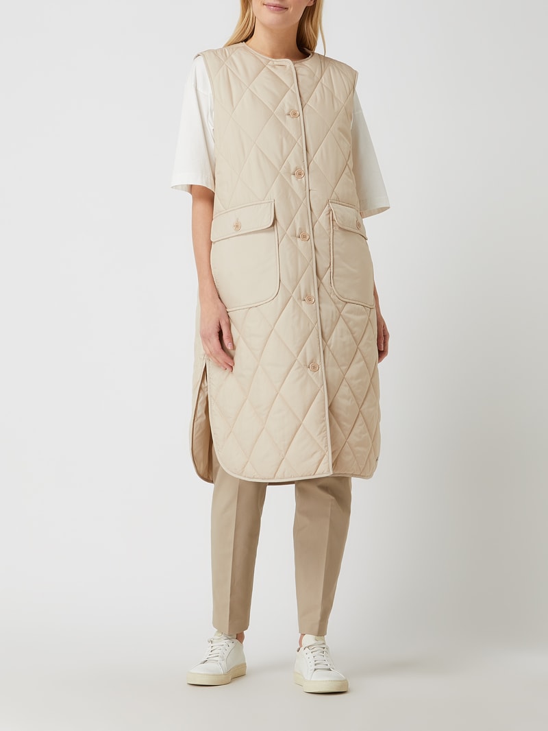 Steppweste mit Knopfleiste - beidseitig tragbar in beige