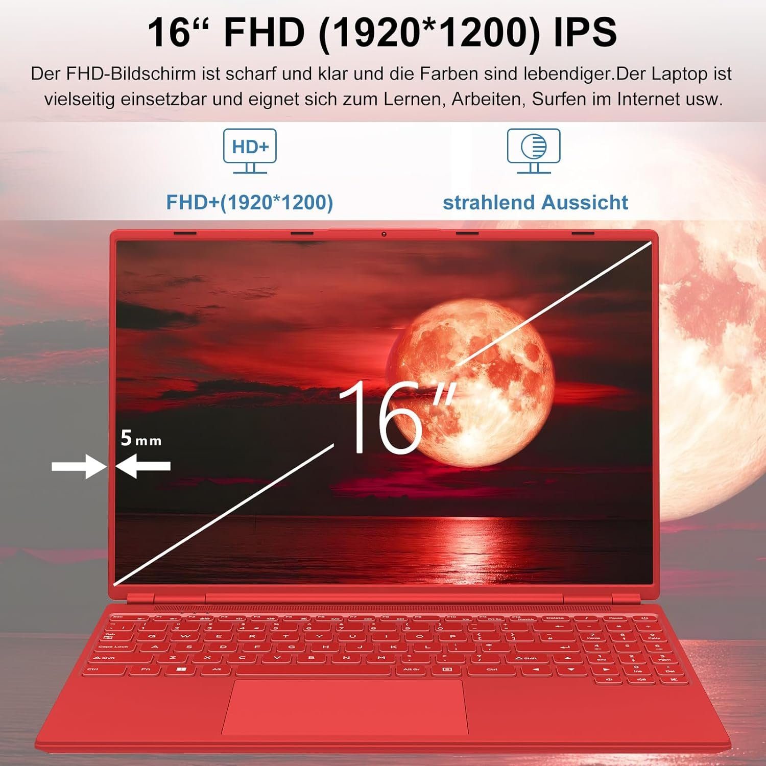 AOCWEI A6 Notebook (Intel Celeron N5095, UHD 600, 512 GB SSD, FHD 2,9 GHz Speicherplatz bieten beeindruckende Darstellung schnellen)
