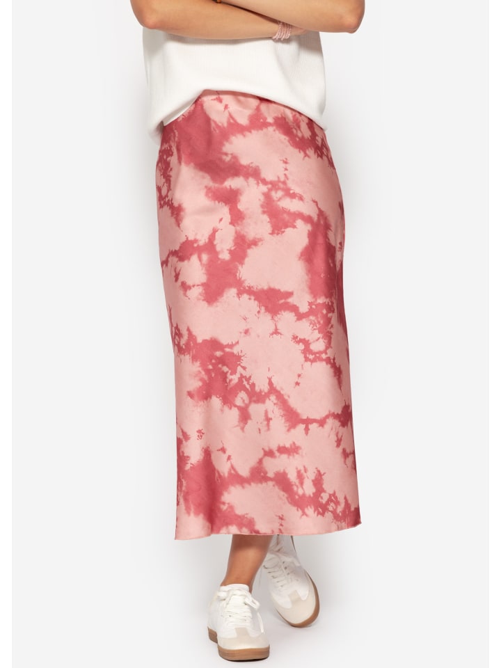 SASSYCLASSY Satinrock mit Batikdruck in Rosa günstig kaufen