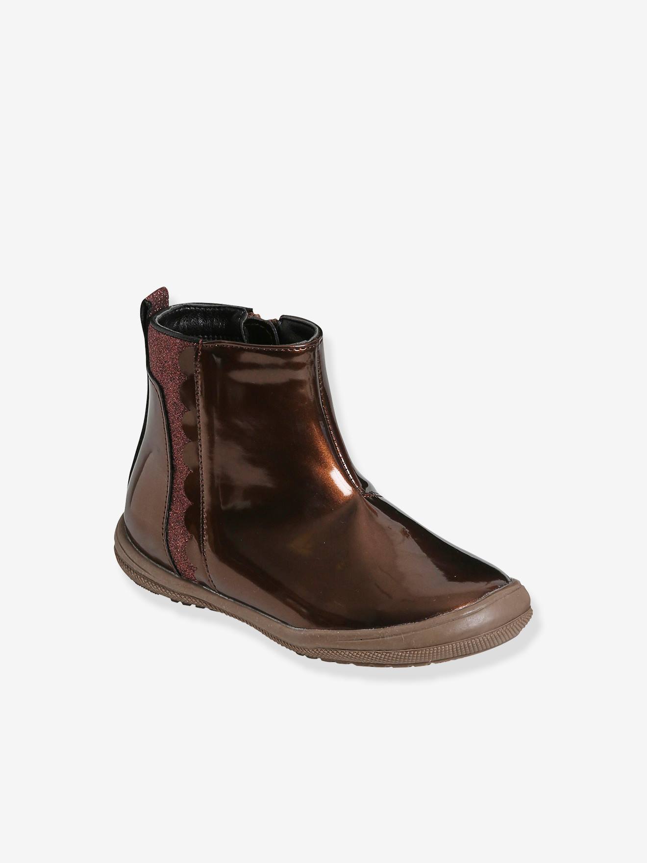 Vertbaudet Mädchen Lack-Boots, Anziehtrick - himbeer