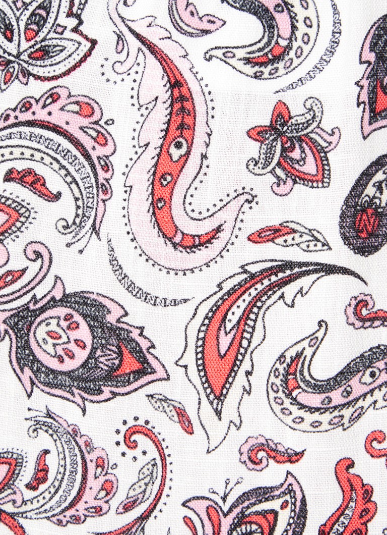 Abito corto NIKKIE Baisha in misto lino con stampa paisley e cintura annodata