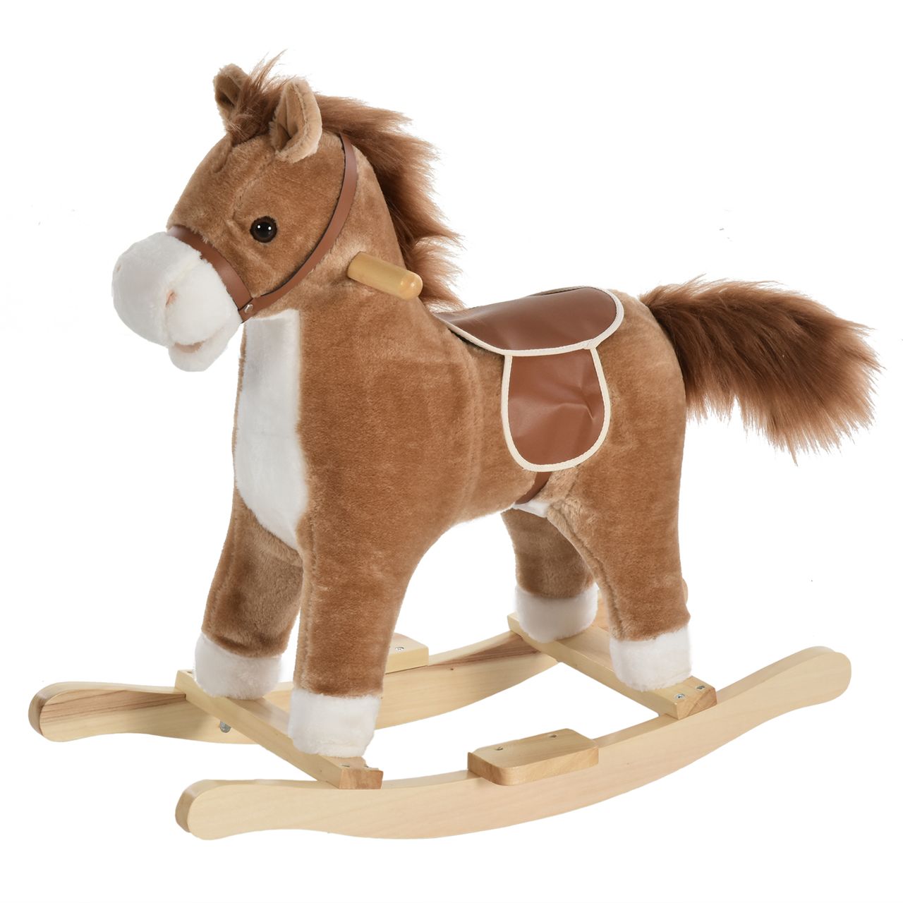 HOMCOM Kinder Schaukelpferd Baby Schaukeltier Pferd für 36-72 Monate Braun