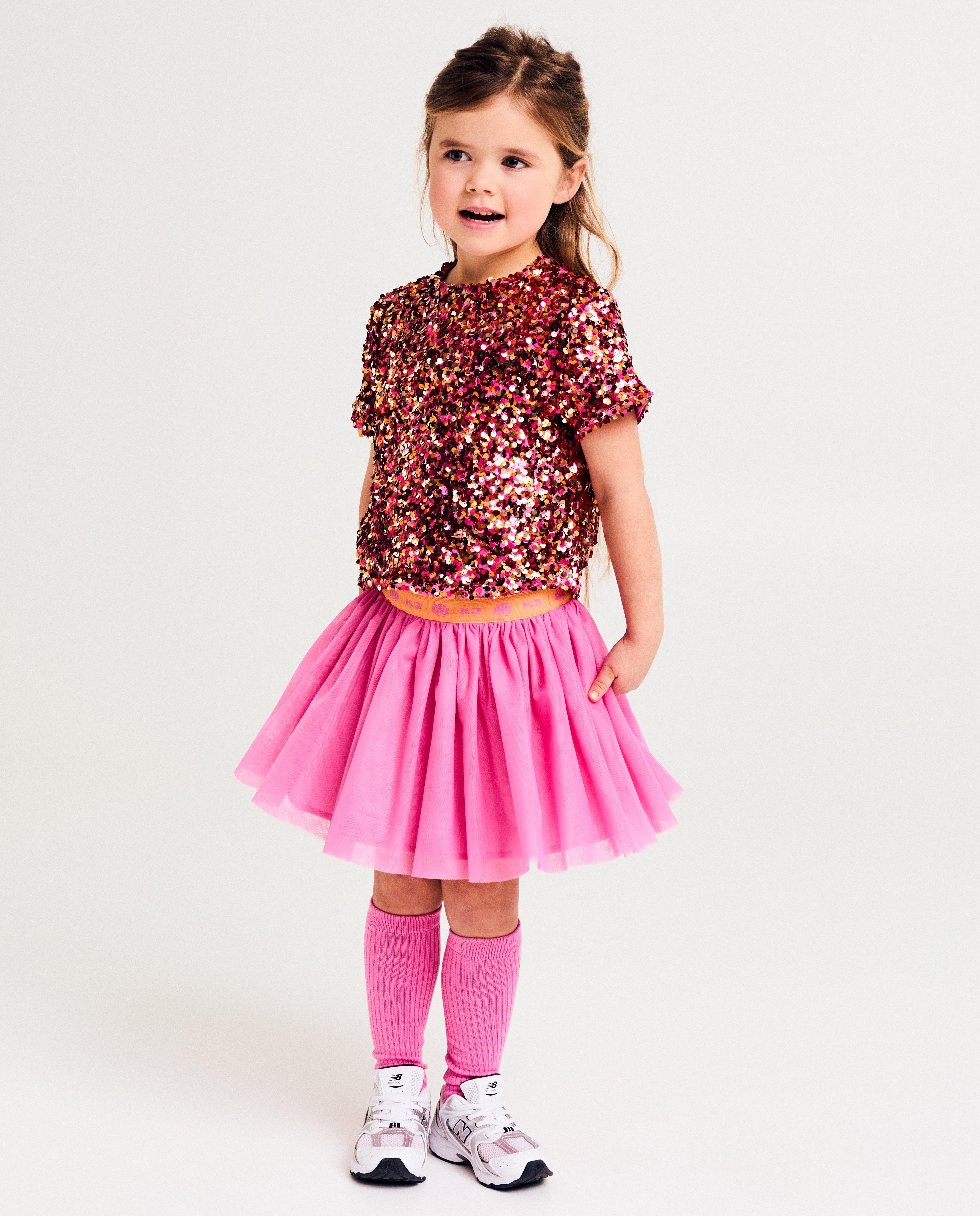 T-shirt K3 con paillettes rosa chiaro