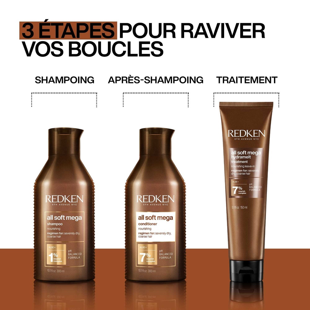 Redken All Soft Mega Curls Après-Shampoing nourrissant pour cheveux très secs, bouclés à crépus