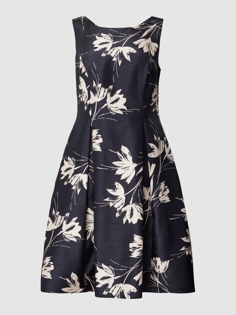 Cocktailkleid mit Allover-Muster in marineblau meliert