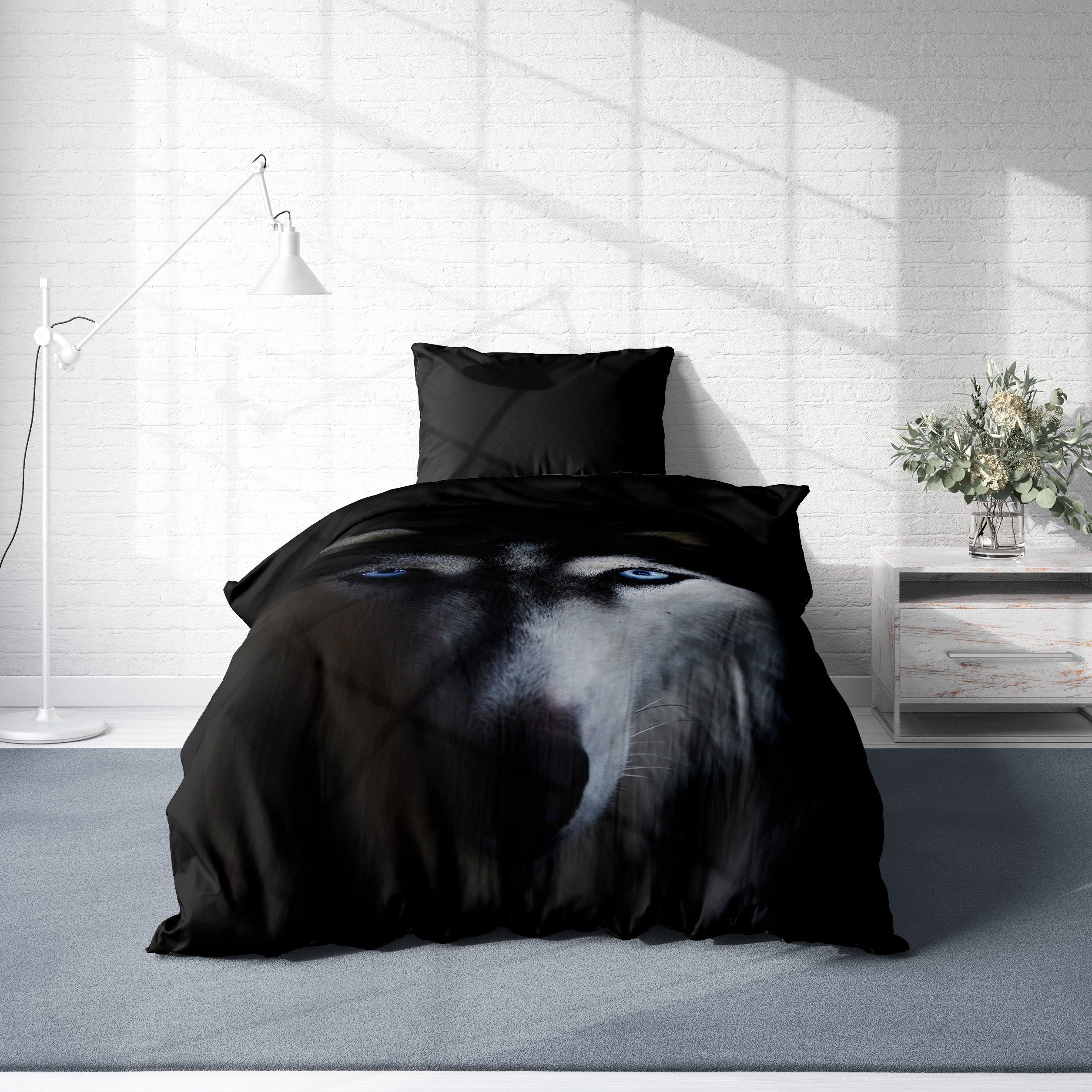 Bettwäsche Wolf, One Home, Mikrofaser, 2 teilig, mit Wölfe Motiv