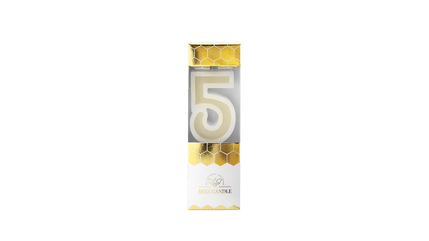 Wondercandle® Bienenwachskerze Nummer 5 weiß