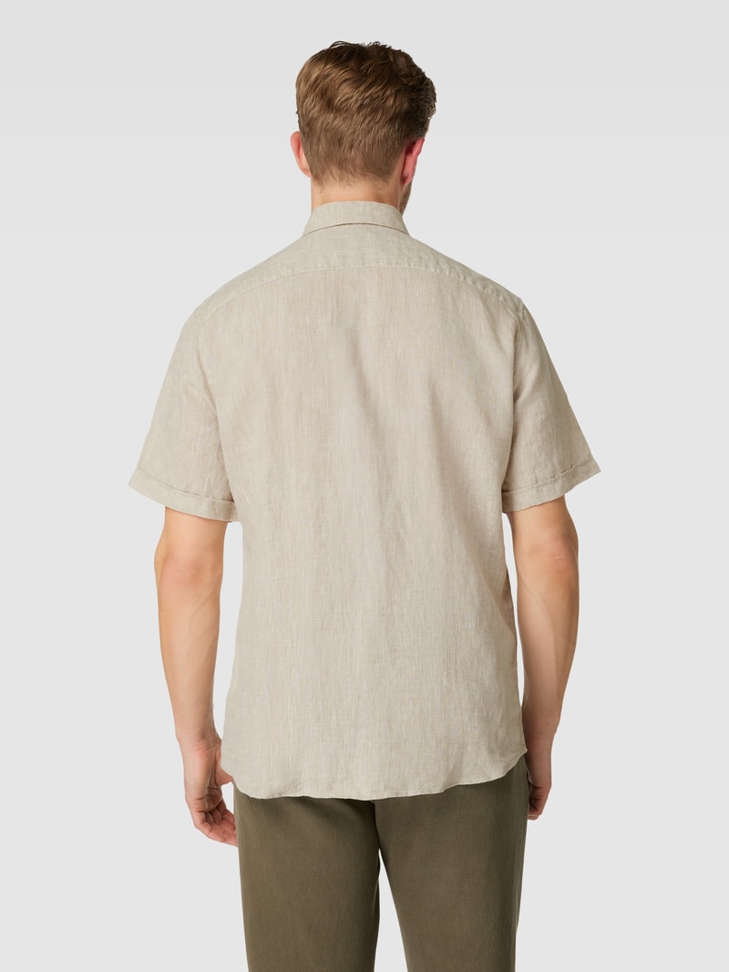 Freizeithemd aus Leinen mit Logo-Stitching Modell 'Dan' in kitt