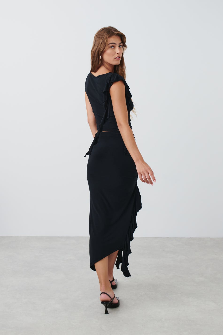 Rusched frill skirt