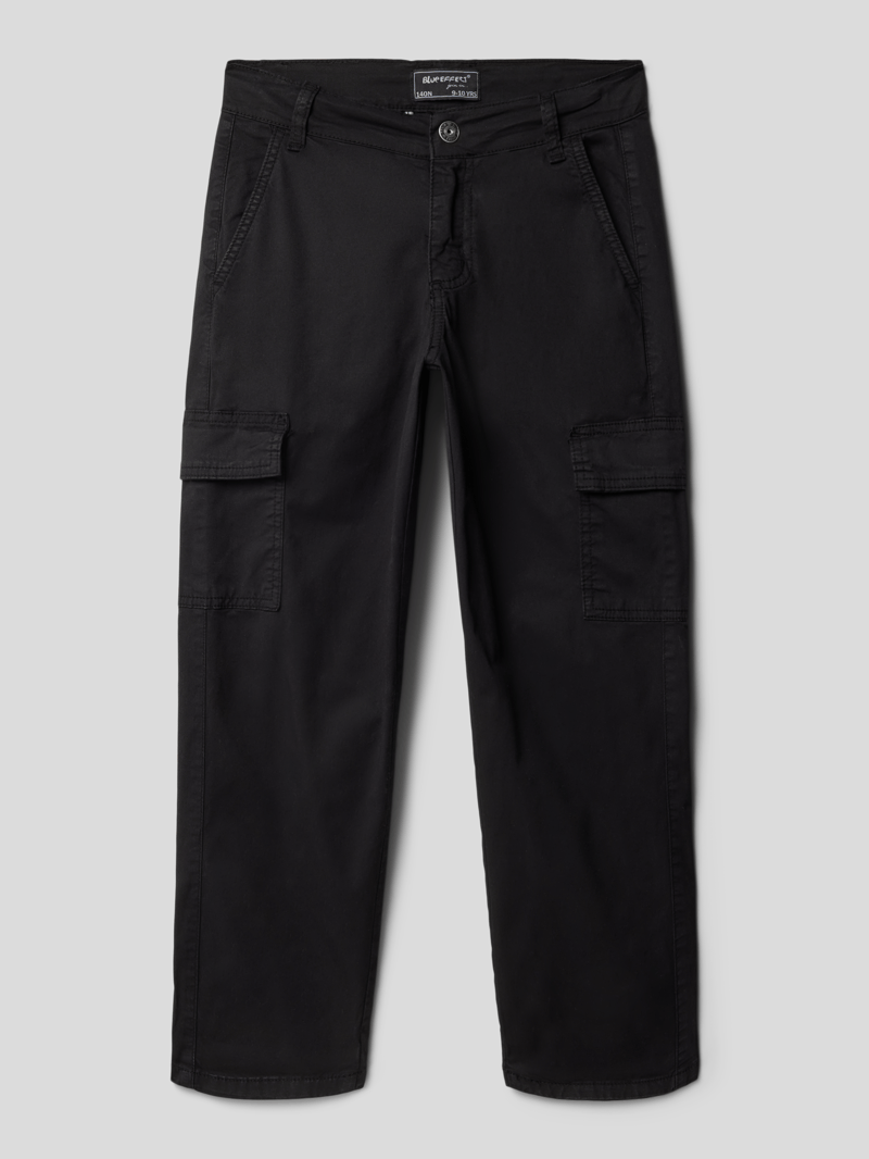 Wide Leg Cargohose mit Stretch-Anteil in schwarz